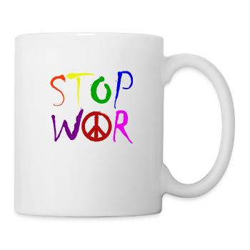 STOP WAR with Peace Sign Peace Symbol – NO WAR - Mug - white - Right