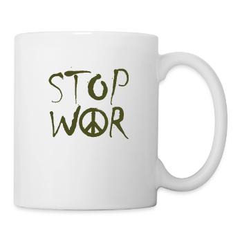 STOP WAR with Peace Sign Peace Symbol – NO WAR - Mug - white - Right