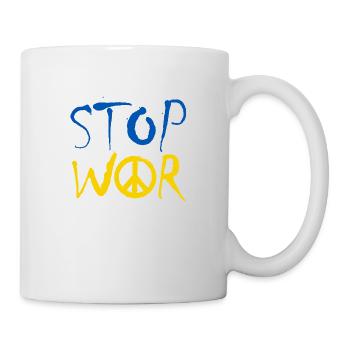 STOP WAR with Peace Sign Peace Symbol – Ukraine - Mug - white - Right
