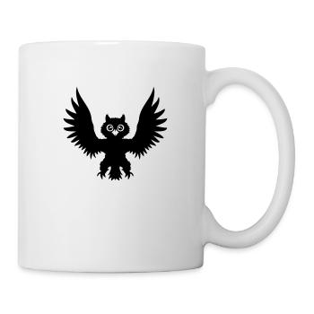 Owl Bird Eagle Owl Night Bird Raven Black Flying Cool - Mug - white - Right