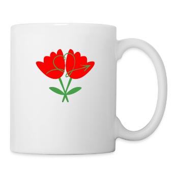 Die zwei roten Blumen, die Vereinigung der Liebe - Tasse - Weiß - Rechts