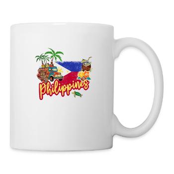Philippinen Vintage Koboldmaki mit Fahne Palmen - Tasse - Weiß - Rechts