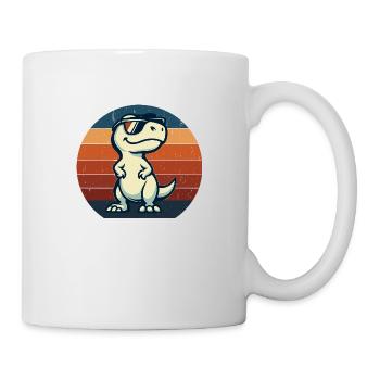 Cooler Dino mit Sonnenbrille Retro Look - Tasse - Weiß - Rechts