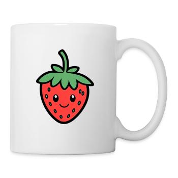 Design du sourire fraise Kawaii - Mug blanc - blanc - Droite