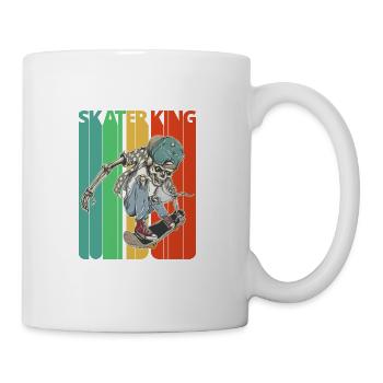 Vintage Skater King.Hipster Skeleton.Skateboarding - Mug - white - Right