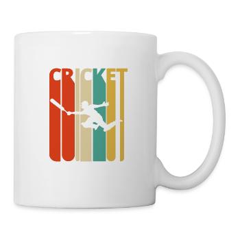 Ehrfürchtige Siebzigerjahre Retro Kricket-Geschenke. VERKAUF - Tasse - Weiß - Rechts