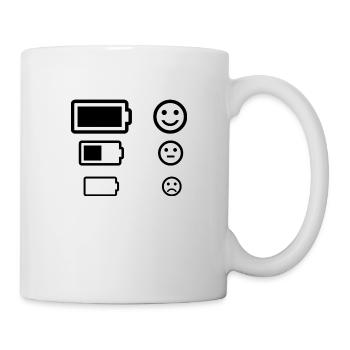 Akku Shirt, Geschenk für Smartphone junkies - Tasse - Weiß - Rechts