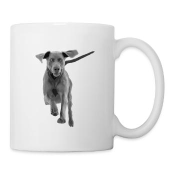 Hund Weimaraner springend - Tasse - Weiß - Rechts