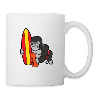 Gorilla Rettungsschwimmer Surfing Surfer Surfboard - Tasse - Weiß - Rechts