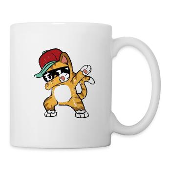 Retro Vintage Grunge Style Dabbing Dab Katze - Tasse - Weiß - Rechts