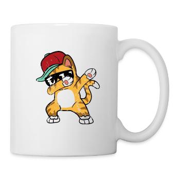 Retro Vintage Grunge Style Dabbing Dab Katze - Tasse - Weiß - Rechts