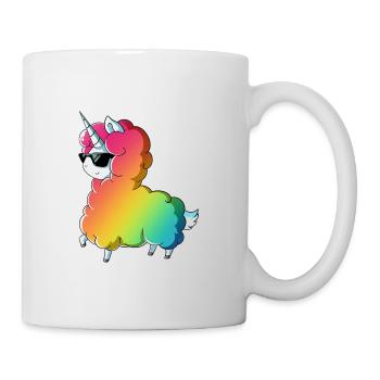 Fluffy Regenbogen Einhorn - Tasse - Weiß - Rechts