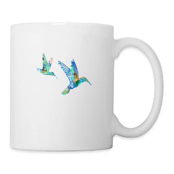Colibri, oiseaux, aquarelle, bleu, graffiti, oiseau - Mug blanc - blanc - Droite
