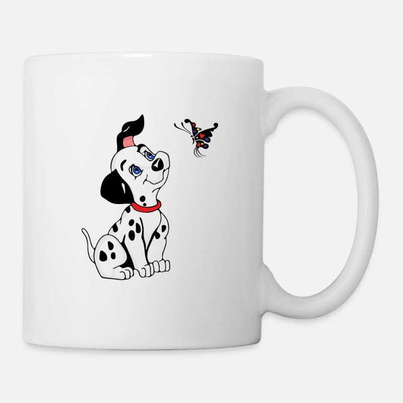 A cute Dalmatian and butterfly - Mug - white