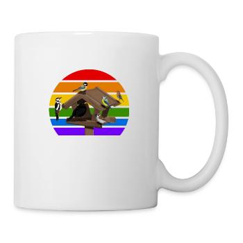 Vogelhaus Vogel Regenbogen Vielfalt Singvogel - Tasse - Weiß - Rechts