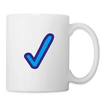 Blau Häkchen Icon - Tasse - Weiß - Rechts