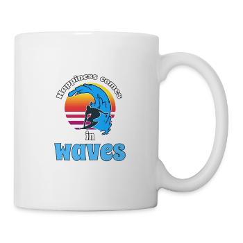 Happiness comes in Waves - Surfer Sun Ocean - Mug - white - Right