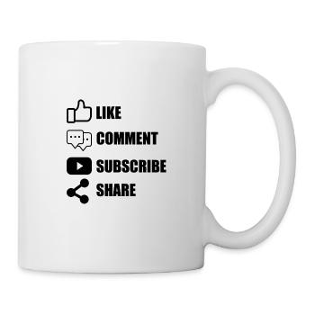 Like Comment Subscribe Share - Tasse - Weiß - Rechts
