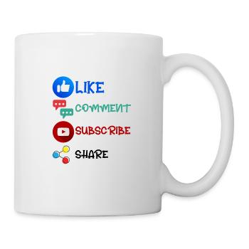 Like Comment Subscribe Share 2 - Tasse - Weiß - Rechts