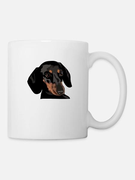 Dackel Kopf - Tasse - Weiß