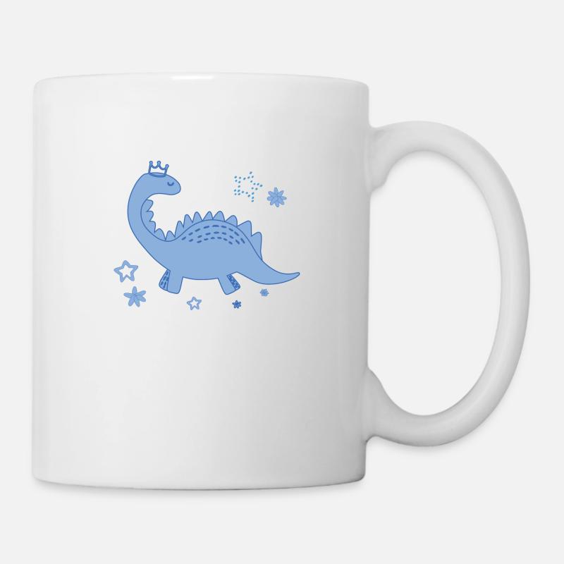 dinosaurier, dino, blauer dino,prinz - Tasse - Weiß