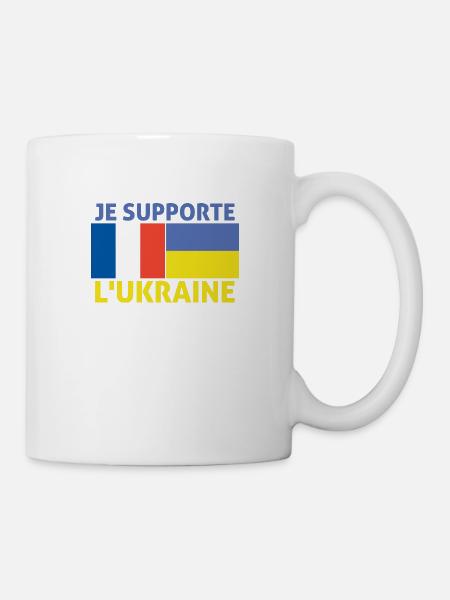 Je supporte l'Ukraine France supporte l'Ukraine - Mug blanc - blanc