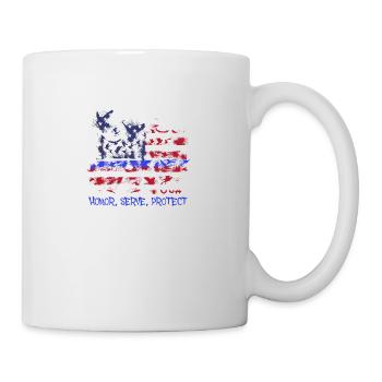 Honorer, servir, protéger, États-Unis, colombes, Amérique, ligne bleue - Mug blanc - blanc - Droite