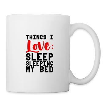 Choses que j’aime, dormir dans mon lit 4 - Mug blanc - blanc - Droite