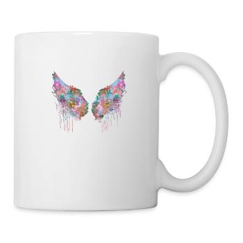 angelwings,flügel,bunt,engelsflügel,blumen - Tasse - Weiß - Rechts