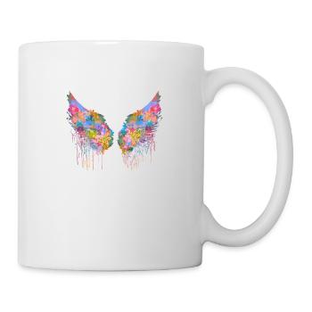angelwings,flügel,bunt,engelsflügel,blumen - Tasse - Weiß - Rechts
