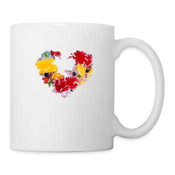 cœur de fleur, cœur, fleurs, photo, fleurs colorées, crème glacée - Mug blanc - blanc - Droite
