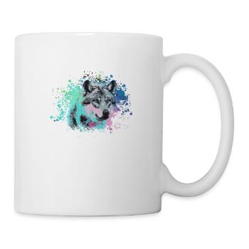 wolf,hund, husky,Hund,bunt,illustration - Tasse - Weiß - Rechts