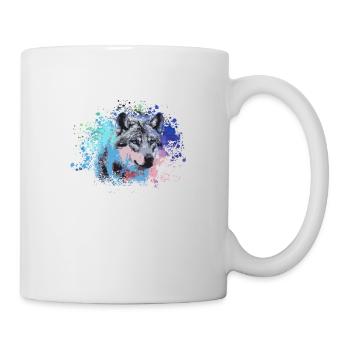 wolf,hund, husky,Hund,bunt,illustration - Tasse - Weiß - Rechts