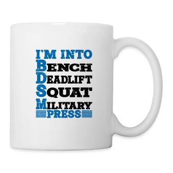 Je suis dans BDSM banc squat soulevé de terre presse militaire10 - Mug blanc - blanc - Droite