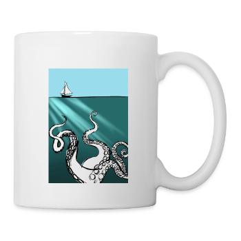Bateau et poulpe - Mug blanc - blanc - Droite