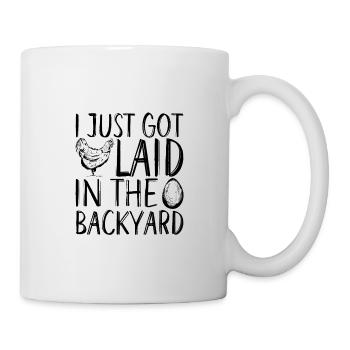 Je viens de me coucher dans la cour arrière - Mug blanc - blanc - Droite