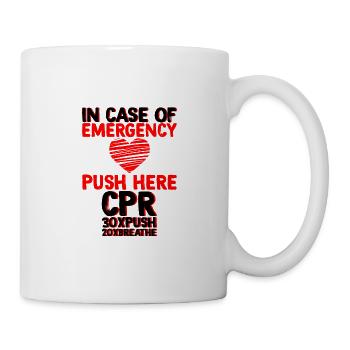 In Case Of Emergency, Push Here, Cpr 3 - Mug - white - Right