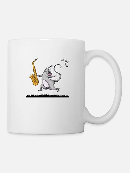 Saxophone Saxophonist "Saxophon-Maus"" Saxofon - Tasse - Weiß