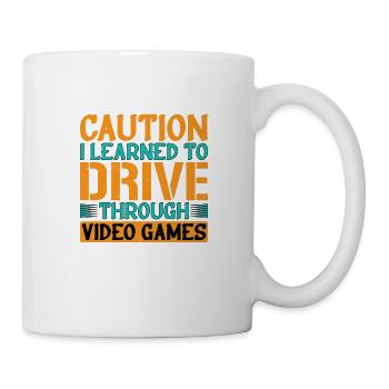 Attention j’ai appris à conduire à travers les jeux vidéo 2 - Mug blanc - blanc - Droite