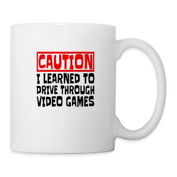 Attention J’ai appris à conduire à travers les jeux vidéo 3 - Mug blanc - blanc - Droite
