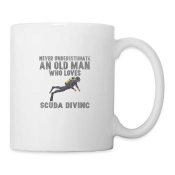 Alter Mann Taucher tauchen - Tasse - Weiß - Rechts