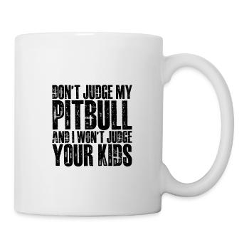 Ne jugez pas mon pitbull et je ne jugerai pas vos enfants 4 - Mug blanc - blanc - Droite