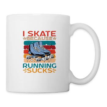 Je patine parce que courir est nul - Mug blanc - blanc - Droite