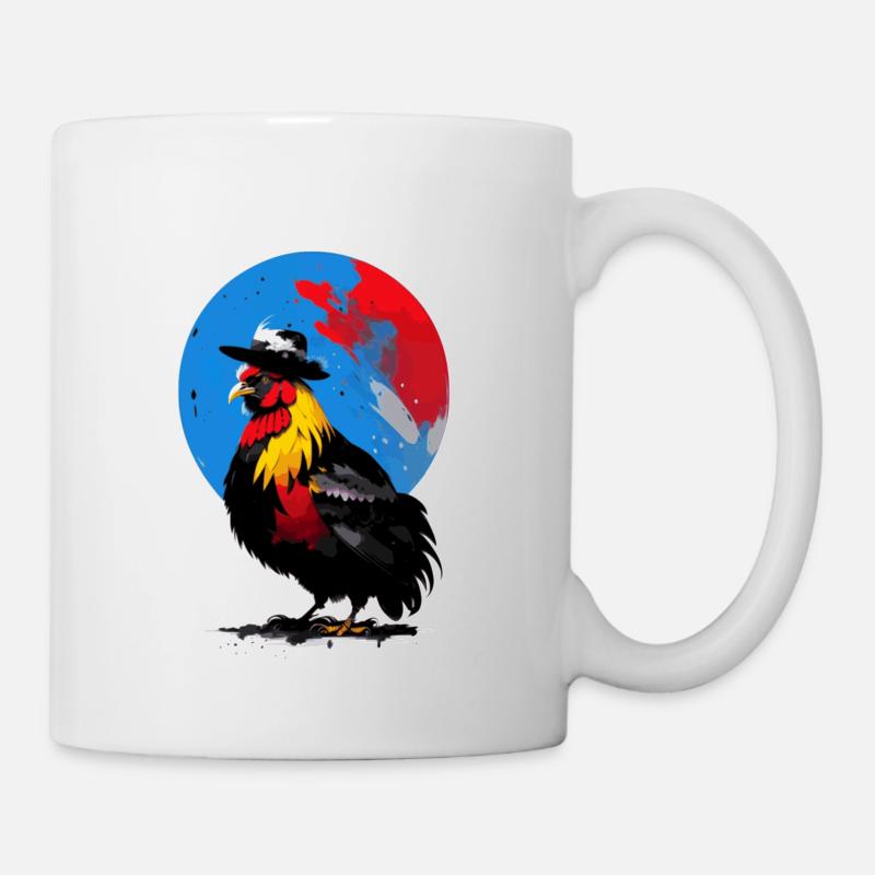 Rooster with hat - Mug - white