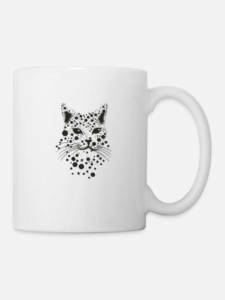 Katze Katzengesicht im Punktdesign - Tasse - Weiß