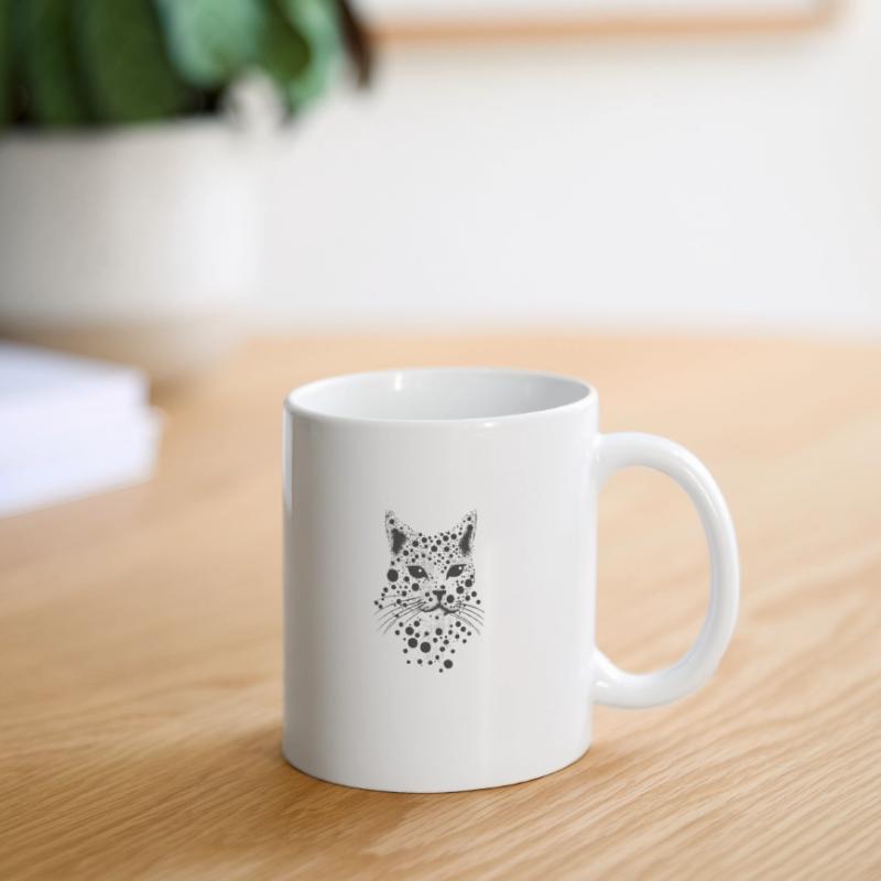 Visage de chat de chat dans la conception de points Mug blanc