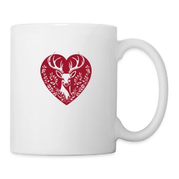 Bois de cerf avec motif de cerf de randonnée chasseur de cœur - Mug blanc - blanc - Droite