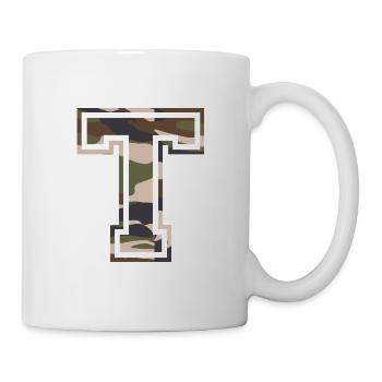 T, Monogramm, Camouflage Grün-Braun - Tasse - Weiß - Rechts