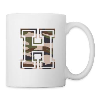 H, Monogram, Camouflage Green-Brown - Mug - white - Right