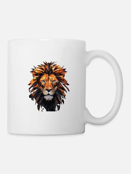 Geometric Lion Animation - Tasse - Weiß